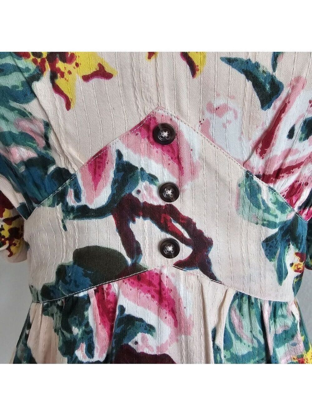 Walter Baker Fabienne Blush Azalea Floral Midi Dress Size M - Picture 5 of 12